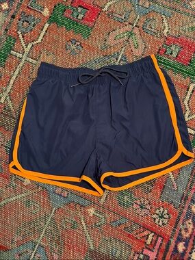 H&M Navy Blue Swim Trunks with Orange Trim